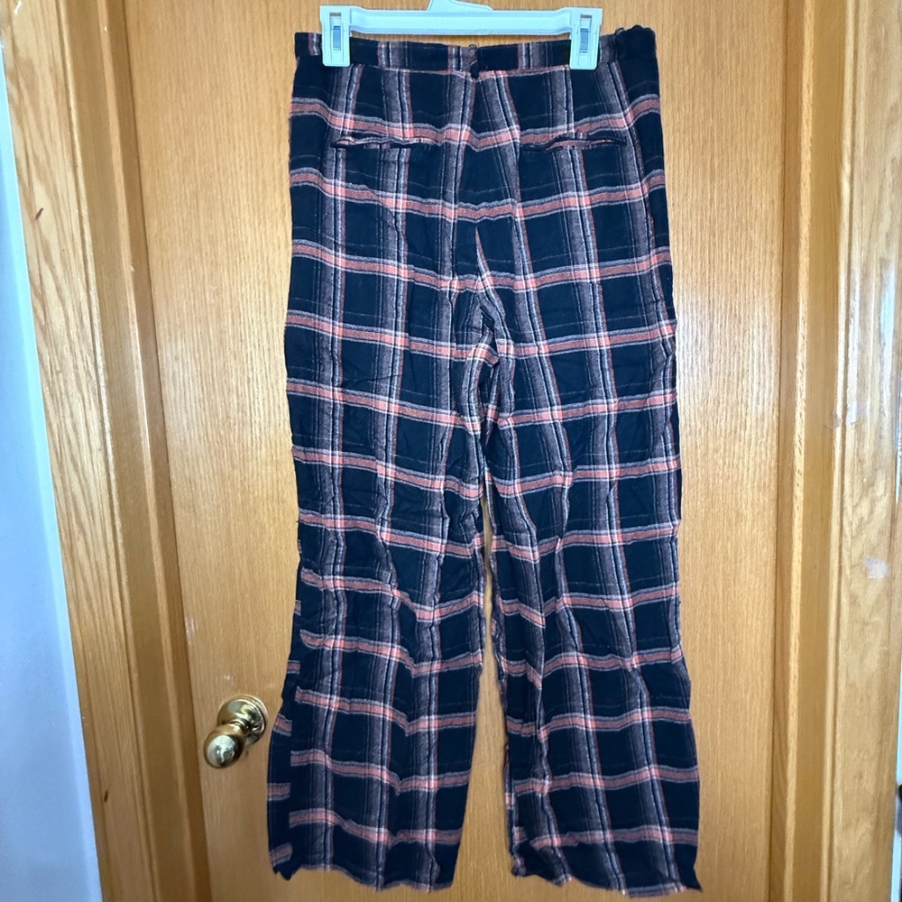 Plaid Wide-Leg Pants - Black, Brown - Picture 3 of 4